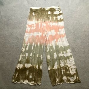 Young Fabulous & Broke Wide Leg Tie Dye Pink and Brown Pants Misses size L